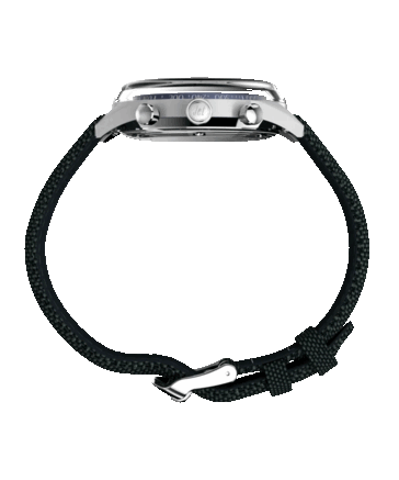 Seitenansicht des Timex Marlin Jet Chronographen mit gewölbtem Hesalitglas