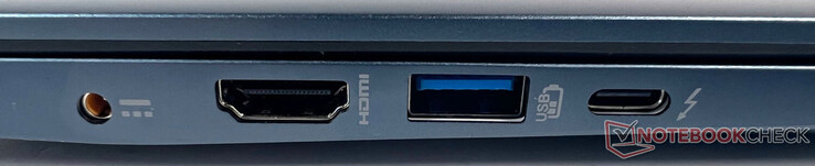 Links: 1x Netzanschluss, 1x HDMI, 1x USB Type-A Gen 3.2, 1x USB Type-C mit Thunderbolt 4