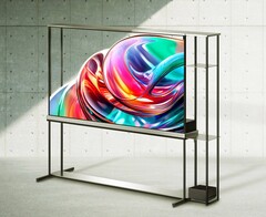 LG verbaut ein transparentes OLED-Panel in einen auffälligen Metallrahmen. (Bildquelle: LG)