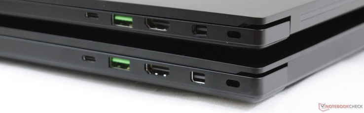 Rechts: Thunderbolt 3, USB 3.1 Typ-A, HDMI 2.0, Mini-DisplayPort 1.4, Kensington Lock