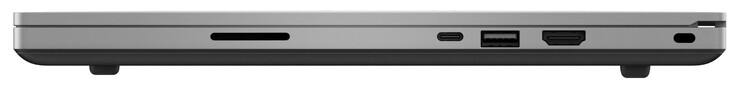 Rechte Seite: Speicherkartenleser (SD), Thunderbolt 3, USB 3.2 Gen 2 (Typ A), HDMI, Steckplatz für ein Kabelschloss