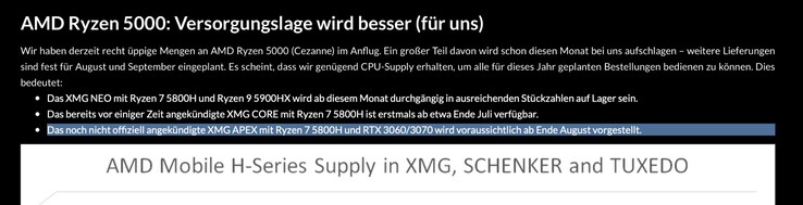 XMG "leakt" ein neues Notebook, das Ende August vorgestellt werden soll. (Screenshot: XMG)