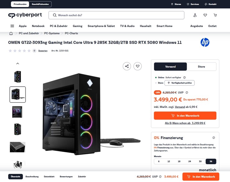 HP Omen 45L GT22-3093ng für 3.499 Euro.