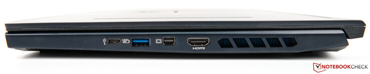 Rechts: USB-C 3.2, USB-A 3.2, Mini DisplayPort, HDMI, Lüftungsschlitze