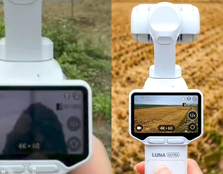 Geleakte (links) und per KI editiertes (rechts) Video zur Insta360 Luna Ultra bestätigt den 12x Zoom