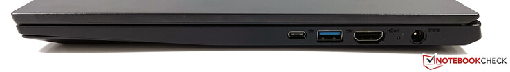 Rechts: USB-C (3.2 Gen.2, PowerDelivery, DisplayPort ALT-Mode 1.4), USB-A 3.2 Gen.1, HDMI 2.0, Strom