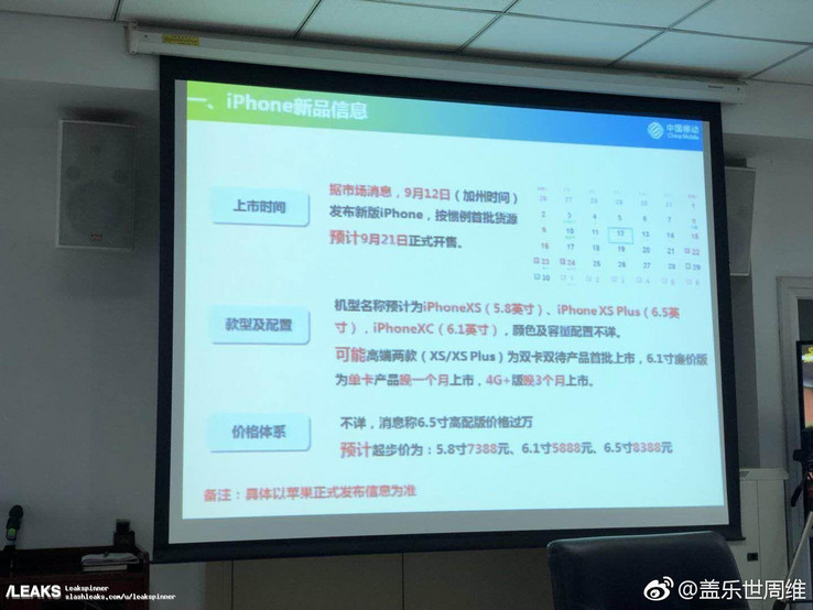 iPhone Xc, iPhone Xs und iPhone Xs Plus nennt China Telecom die neuen iPhones 2018.