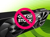 Nvidia-GPU mit ‚Ausverkauft‘-Symbol (Bildquelle: Nvidia, bearbeitet)