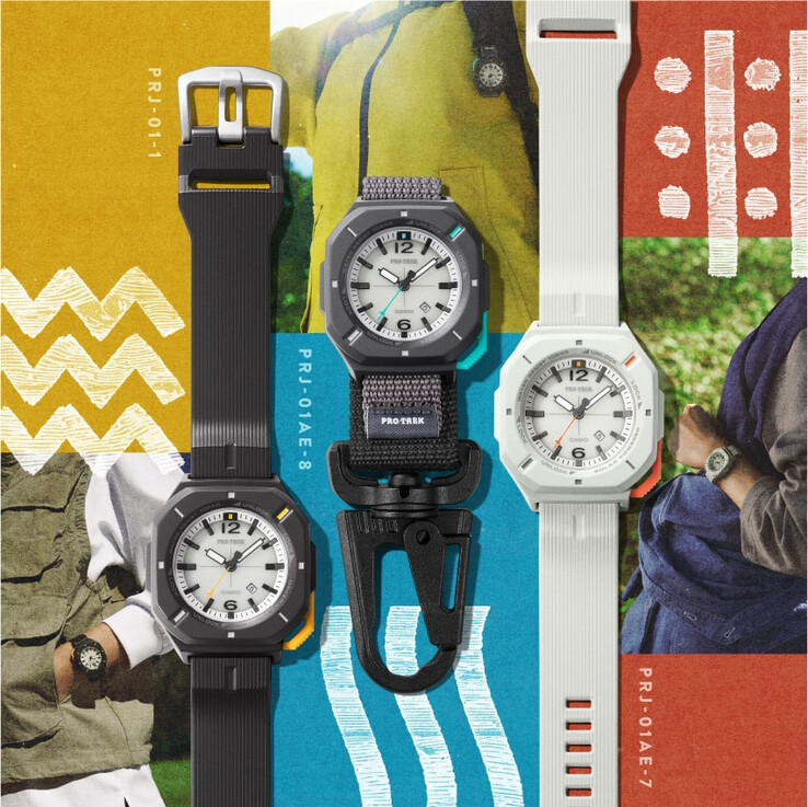 Die Casio Pro Trek PRJ-01-1J, PRJ-01AE-8J, PRJ-01AE-7J (von links nach rechts)