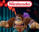 Donkey Kong vor einem fallenden Nintendo-Aktienchart. (Bildquelle: Nintendo of America mit Änderungen)