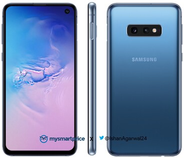 Das Galaxy S10e in Blau und hochauflösend.