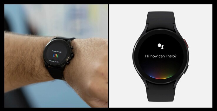 Links im Bild ist der aktuelle Google Assistant für Wear OS zu sehen, rechts das neue Design. (Bild: Google / Samsung)