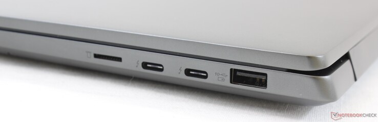 Rechts: MicroSD-Leser, 2x USB Typ-C + Thunderbolt 3, USB 3.1 Gen. 2
