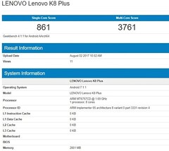 Lenovo: Neues Lenovo K8 Plus auf Geekbench