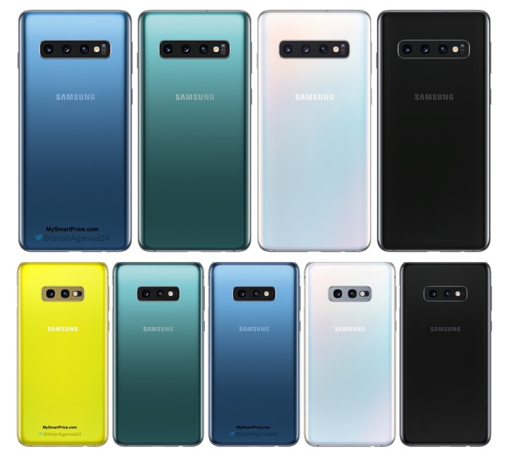 Alle Farbvarianten des Galaxy S10 und Galaxy S10e in hochauflösendem Bild.