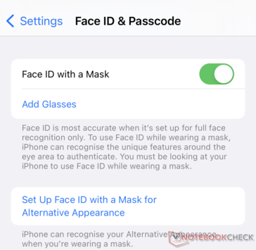 Die Maskenunterstützung kann auch wieder abgeschaltet werden. (Bild: Notebookcheck.com)