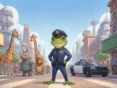 Küss den Frosch sorgt für grünen Polizisten (Symbolbild Nano Banana Pro)