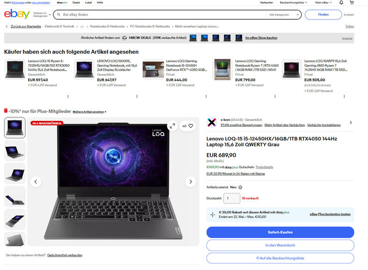Lenovo LOQ 15IAX9 83GS007SPB für 689,90 Euro.