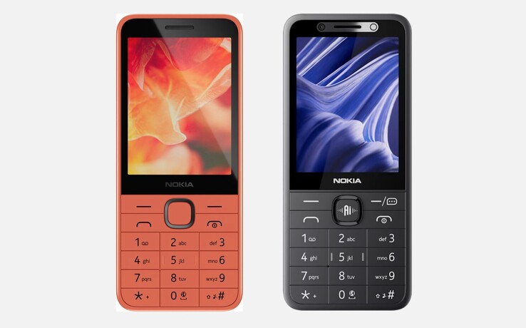 Das Nokia 215 (2026) rechts im Bild unterscheidet sich vor allem durch die AI-Taste vom Nokia 215 4G (2024) links im Bild.