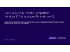 Ein Bluescreen? Nein, ein Hinweis auf das Auslaufen des Gratis-Upgrade-Angebots.