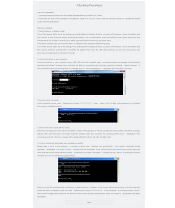 Auch eine Anleitung zum Entsperren stellt Huawei zur Verfügung.