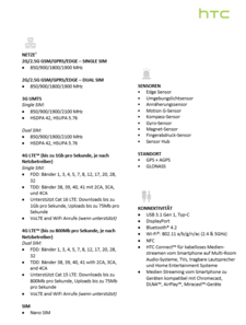 HTC U11 Datenblatt
