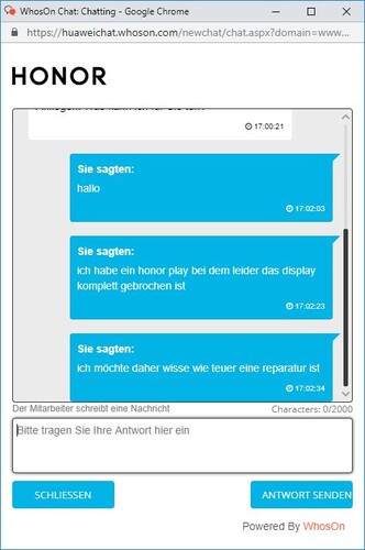 Chat mit Honor: