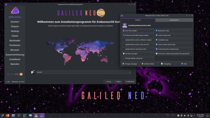 Ein Blick auf den KDE-Plasma-Desktop von EndeavourOS Galileo Neo (Bild: EndeavourOS).