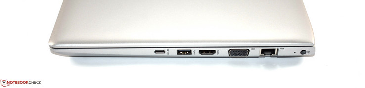 Rechts: USB-3.1-Gen1-Typ-C, USB-3.0-Typ-A, HDMI, VGA, RJ45-Ethernet, Ladeanschluss