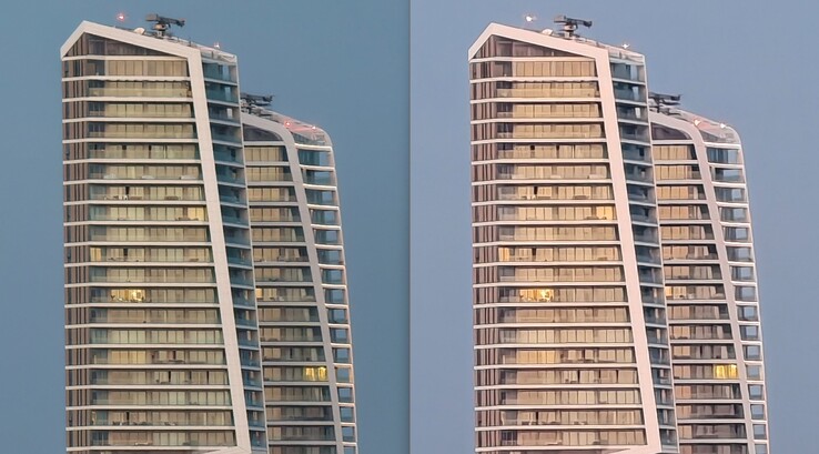 Links mit Telekonverter bei 200mm. Rechts ohne Telekonverter.