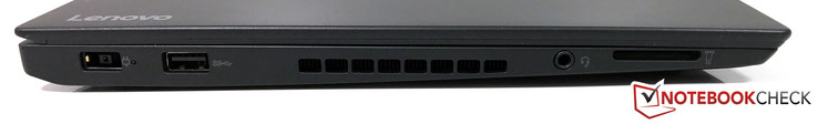 links: Netzteil, USB 3.0, Lüfter, 3,5-mm-Audio, Kartenleser