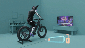 Das E-Bike kann auch als Indoor-Trainingsgerät genutzt werden...