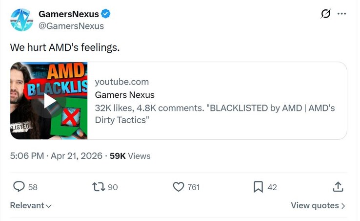 Gamers Nexus behauptet, man hätte die Gefühle von AMD verletzt.