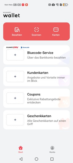 Huawei Wallet, das Bezahlen ist möglich, aber leider nicht überall.
