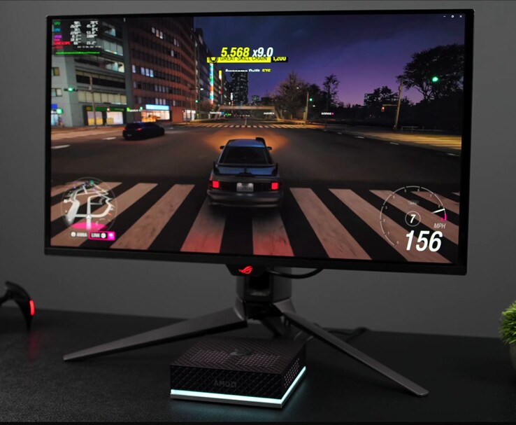 Gameplay auf einem AMD Ryzen AI Max+ 395 Mini-PC mit SteamOS an einem externen Gaming-Monitor