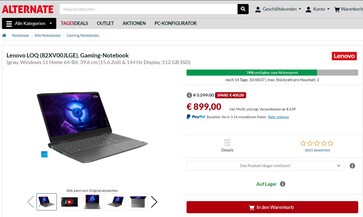 Alternate: Lenovo LOQ 15 (2023) mit FHD-Display