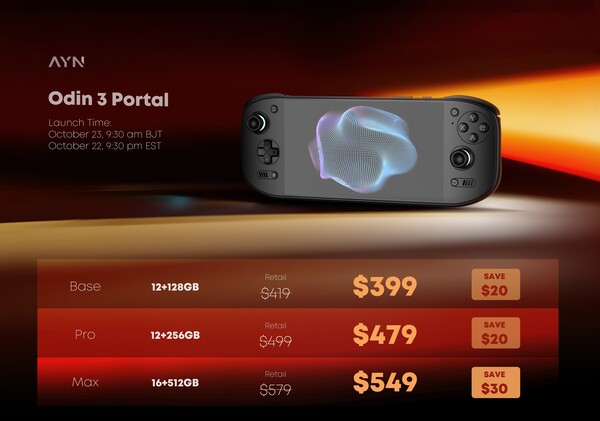 Der Odin 3 Portal Gaming-Handheld wird mit einem Early-Bird-Rabatt angeboten