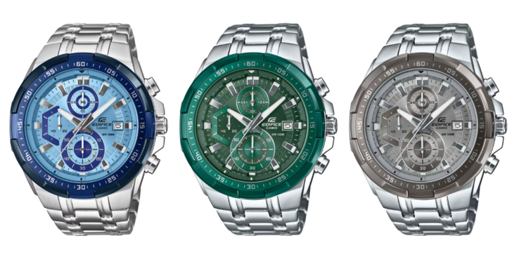 Von links nach rechts: Casio Edifice EFR-539DE-2AV, EFR-539DE-3AV und EFR-539DE-8AV. (Bildquelle: Casio)