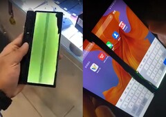 Zwei Beispiele eines schwerst beschädigten flexiblen Displays am Huawei Mate X. Die Umstände rund um diese Geräte sind aber ungeklärt.