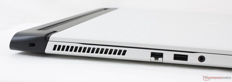 Links: Noble-Lock, RJ-45 2.5 Gbps, USB-A Gen. 1, 3,5-mm-Komboaudio