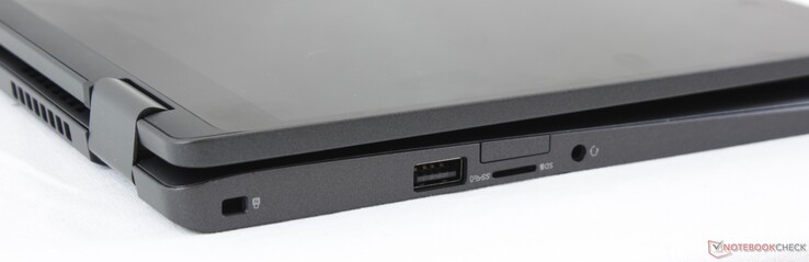 Rechts: Noble Lock, USB 3.1 Gen. 1 Typ-A, microSD-Kartenleser, MicroSIM-Kartenleser (optional), kombinierter 3,5-mm-Audioanschluss