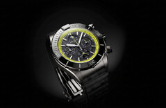 Die Breitling Super Chronomat B19 44 kombiniert ein Kohlefaserzifferblatt mit lindgrünen Akzenten im Valhalla-Design