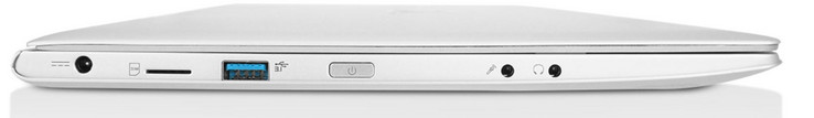 links: Ladeport, SIM-Karte,  USB 3.1 Typ-A Gen1, Power-On, 3,5-mm-Mikrofon, 3,5-mm-Kopfhörer
