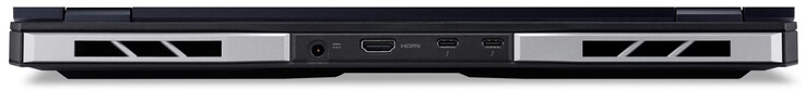 Rückseite: Netzanschluss, HDMI 2.1, 2x Thunderbolt 4 (USB-C; Power Delivery, Displayport)