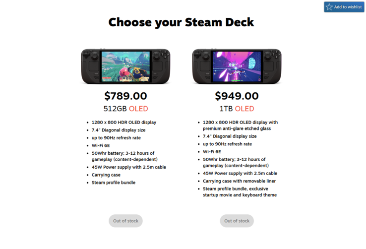 Beide Modelle des Steam Deck OLED sind jetzt wieder ausverkauft.
