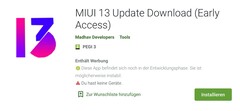 Eine Early Access-Version von MIUI 13 ist bereits bei Google Play zu finden, der Download ist aber nicht zu empfehlen. (Bild: Google Play)