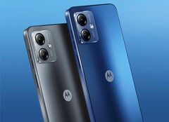Das Moto G14 setzt auf eine Acrylglas-Rückseite, wahlweise in Blau oder in Dunkelgrau. (Bild: Motorola)