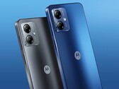 Das Moto G14 setzt auf eine Acrylglas-Rückseite, wahlweise in Blau oder in Dunkelgrau. (Bild: Motorola)