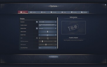 Display-Menü mit Wahl der Auflösung