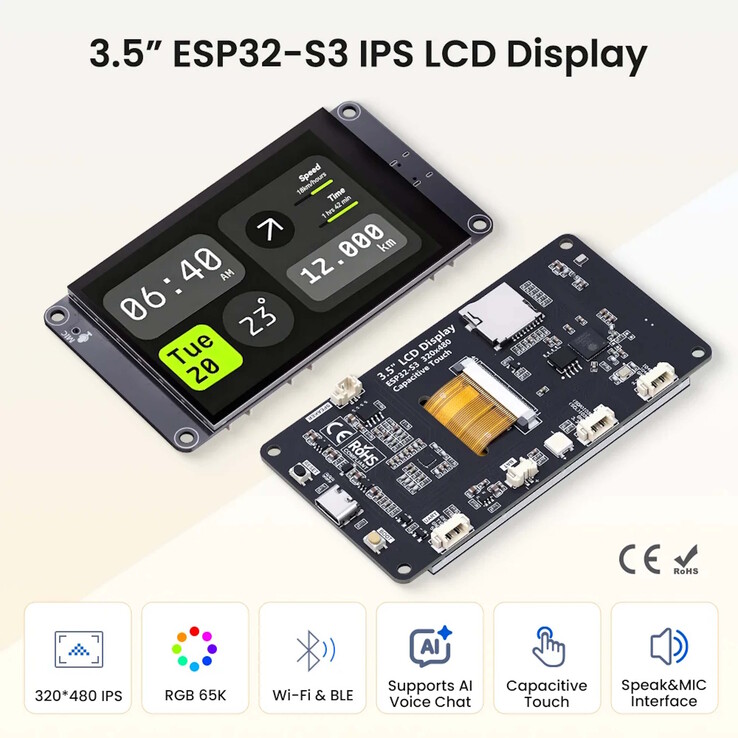 Gut zu sehen: Es handelt sich um ein Display mit Entwicklerplatine